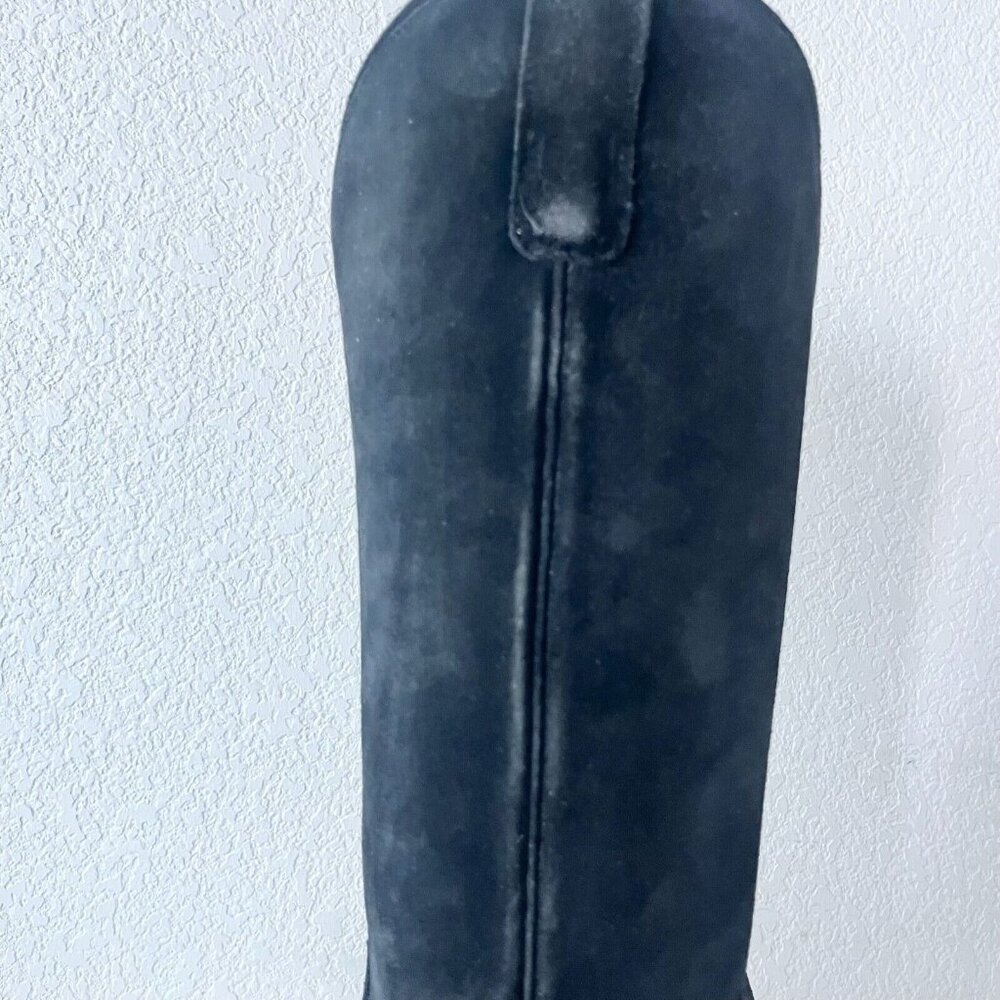 Lane PLAIN JANE Womens Cowboy Boots 8 Black Suede Western Style Cowgirl 16" Tall - Picture 6 of 14